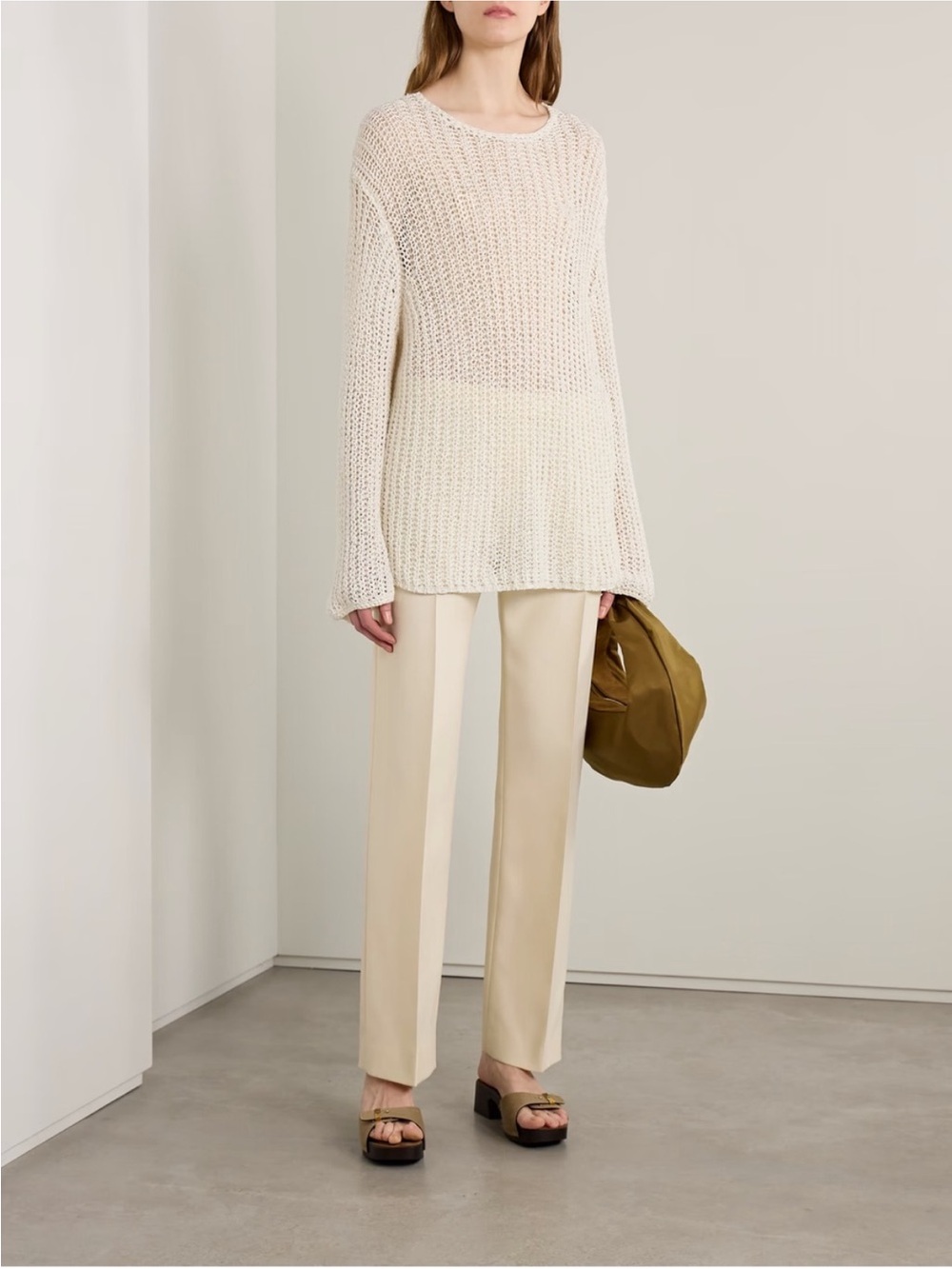 Khaite Elowen Open Knit Sweater in white . Size M